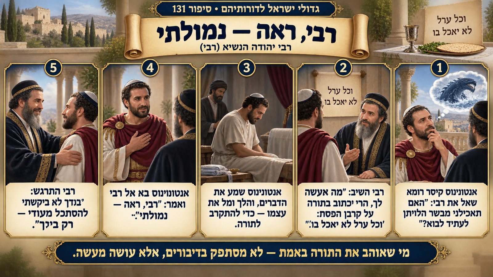 תמונת סיכום — רבי יהודה הנשיא (רבי): רבי, ראה — נמולתי